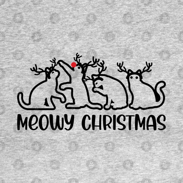 Meowy Christmas, Cute Kitty Cats Antlers, Funny Cat Lover, Christmas Gift For Men, Women & Kids by Art Like Wow Designs